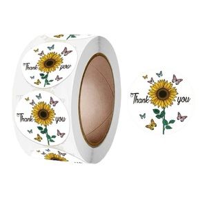 D2 Stickers 1" Thank You 500ct Sunflower Labels